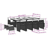 13 Piece Garden Dining Set with Cushions Grey Poly Rattan 3210626