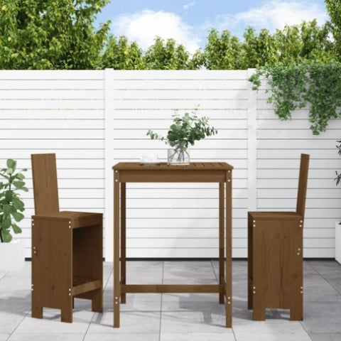3 Piece Garden Bar Set Honey Brown Solid Wood Pine 3157766