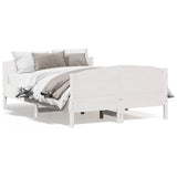 Bed Frame without Mattress White 135x190 cm Double Solid Wood Pine 3216183