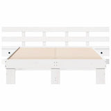 Bed Frame with Headboard White 140 x 190 cm Solid Pine Wood 3385695