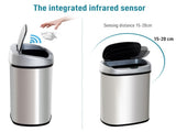 30L Stainless Steel Motion Sensor Lid Bin - Silver Tone T3398P344723