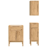Bathroom Furniture Set FLORO 3 pcs Wax Brown Solid Pine Wood 3385883