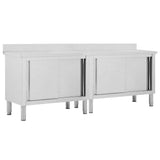 Work Tables with Sliding Doors 2pcs 240x50xcm Stainless Steel 3055903