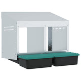Chicken Nesting Box 2 Compartments Wall-Mounted Galvanised Steel 4104891