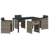 Garden Dining Set with Cushion 5 pcs Grey Poly Rattan 3379981