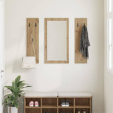 Wall-Mounted Coat Rack with Mirror Artisan Oak 96 x 1.5 x 90 cm 874538