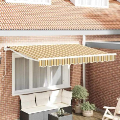 Retractable Awning Manual Multicolour Stripe 350x200 cm Fabric 3329703