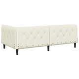 Corner Bed Frame with Headboard Cream 100 x 200 cm Velvet 42016623