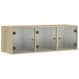 Wall Cabinet with Glass Doors Sonoma Oak 102x37x35 cm 836513