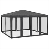 Party Tent with 8 Mesh Sidewalls Anthracite 4x4 m HDPE 4010064