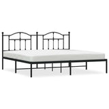 Metal Bed Frame without Mattress with Headboard Black 193x203cm 353445