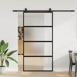 Sliding Door with Hardware Set Black 102.5x205 cm Tempered Glass 3375971