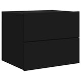 Wall-mounted Bedside Cabinet Set of 2 Black Engineered wood 836815