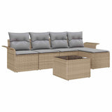 Outdoor Sofa with Cushion 6 pcs Beige Poly Rattan 3345330