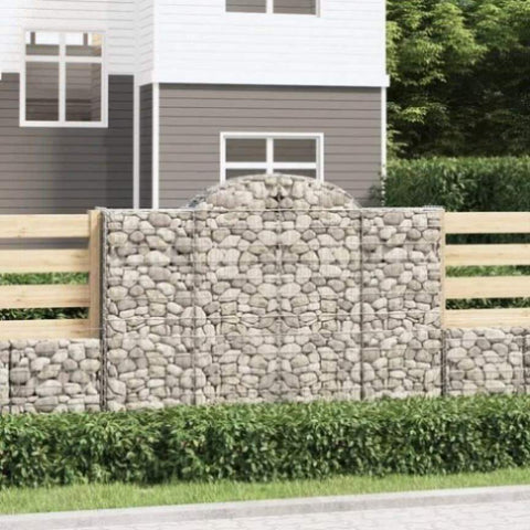 Arched Gabion Baskets 11 pcs 200x50x140/160 cm Galvanised Iron 3146371
