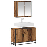 Bathroom Furniture Set with Door 2 pcs Old Wood Engineered Wood 3402357