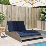 Sun Lounger with Cushions Grey 114x205x73 cm Poly Rattan 368293