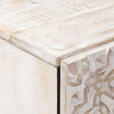 High Board with Shelf White 40 x 33.5 x 110 cm Solid Mango Wood 4018397
