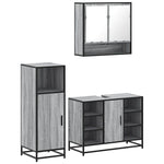 3 Piece Bathroom Furniture Set Grey Sonoma Engineered Wood 3301003