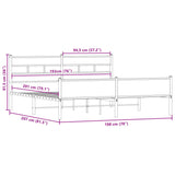 Metal Bed Frame without Mattress Smoked Oak 193x203 cm 3308493