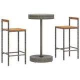 3 Piece Garden Bar Set Grey Poly Rattan&Solid Wood Acacia 3187719