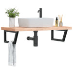 Basin Shelf Wall Mounted Steel and Solid Wood Beech 3302439