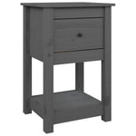 ZNTS Bedside Cabinet Grey 40x35x61.5 cm Solid Wood Pine 821733