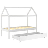 Kids Bed Frame with a Drawer White Solid Pine Wood 80x160 cm 322140