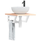 Basin Shelf Wall Mounted Steel and Solid Wood Oak 3302534