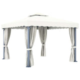 Gazebo with Curtain&LED String Lights 3x3 m Cream White 3070345