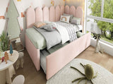 Upholstered Bed Daybed With Pull-Out Bed, 3FT Single Sofa Bed 90X190Cm,Guest Beds For Adults and N601P272133P