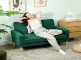 Two-Seater Velvet-Feel Sofa - Green T3398P377880