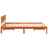 Bed Frame with Headboard Wax Brown 140 x 190 cm Solid Pine Wood 872112