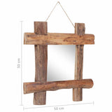 Log Mirror Natural 50x50 cm Recycled Teak Wood 283933