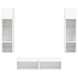 6 Piece TV Wall Units with LED White Engineered Wood 3216622