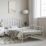 Metal Bed Frame without Mattress with Footboard White 100x200cm 373851