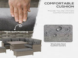 6 Pieces Outdoor PE Rattan Garden Furniture, Patio Wicker Sectional Conversation Corner Sofa w/ Soft T3398P315390