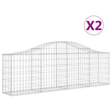 Arched Gabion Baskets 2 pcs 200x30x60/80 cm Galvanised Iron 3145388