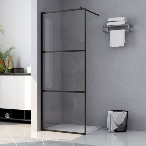 Walk-in Shower Wall with Clear ESG Glass Black 90x195 cm 149149