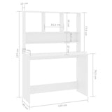 Desk with Shelf High Gloss White 110x45x157 cm Engineered Wood 800393