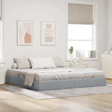 Storage Bed with Mattress Light Grey 200 x 200 cm Fabric 3370034