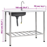 Camping Sink Single Basin with Tap Stainless Steel 151214