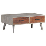 ZNTS Coffee Table Grey 100x60x40 cm Solid Rough Mango Wood 321808