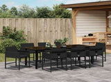 Garden Dining Set 9 pcs Black Poly Rattan 3380720