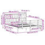 ZNTS Bookcase Bed without Mattress 180x200 cm Super King Solid Wood Pine 3322802