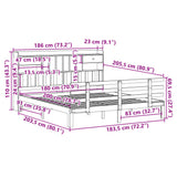Bookcase Bed without Mattress White 180x200 cm Super King Solid Wood Pine 3322803