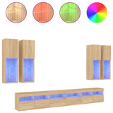 7 Piece TV Wall Cabinet Set with LED Lights Sonoma Oak 3216780