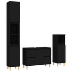 ZNTS 3 Piece Bathroom Furniture Set Black Engineered Wood 3185598