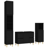 ZNTS 3 Piece Bathroom Furniture Set Black Engineered Wood 3185598