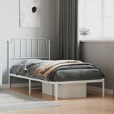 Metal Bed Frame without Mattress with Headboard White 90x200cm 373929